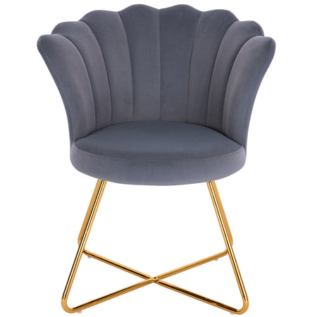 Poltrona Relax in Velluto Ergonomica con Struttura in Metallo Oro 69x64x80 cm Grigio