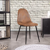Set 4 Sedie Poltroncine Sala da Pranzo Eco Pelle Marrone Design Moderno Gambe Acciaio Nero