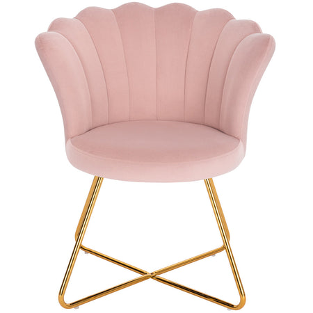 Poltrona Relax in Velluto Ergonomica con Struttura in Metallo Oro 69x64x80 cm Rosa