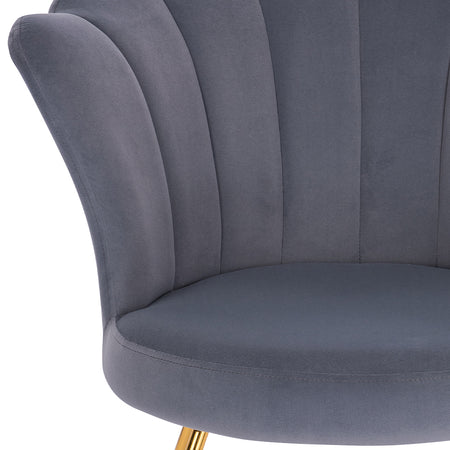 Poltrona Relax in Velluto Ergonomica con Struttura in Metallo Oro 69x64x80 cm Grigio