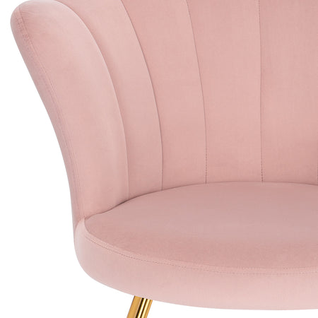 Poltrona Relax in Velluto Ergonomica con Struttura in Metallo Oro 69x64x80 cm Rosa