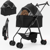 Passeggino per Cani Gatti 2in1 Cestello Rimovibile Pieghevole e Traspirante Nero