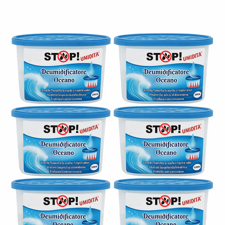 6pz Deumidificatore Casa Portatile 500ml contro Muffa Assorbi Umidità Oceano