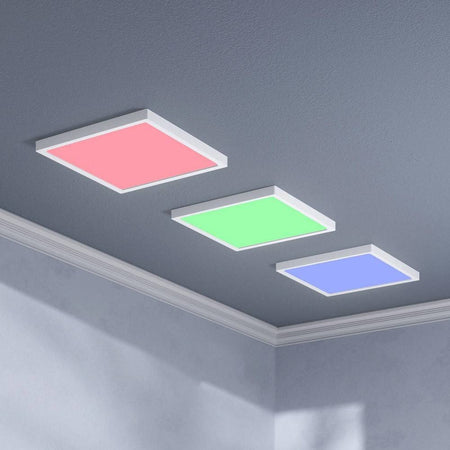 Plafoniera Led 94w Luce Rgb+4000k Rgbw 24v Cromoterapia Lampada Soffitto 62x62cm