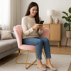 Poltrona Relax in Velluto Ergonomica con Struttura in Metallo Oro 69x64x80 cm Rosa