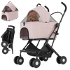 Passeggino Cani e Gatti 2in1 Trasportino Rimovibile e Struttura Pieghevole Robusta Rosa