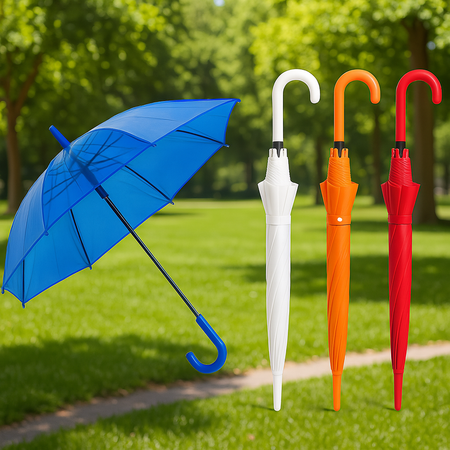 Kit 4 Ombrelli Trasparenti Automatici PVC Antivento Manico Curvo 8 Stecche Fibra di Vetro