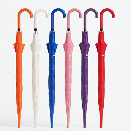 Kit 4 Ombrelli Trasparenti Automatici PVC Antivento Manico Curvo 8 Stecche Fibra di Vetro
