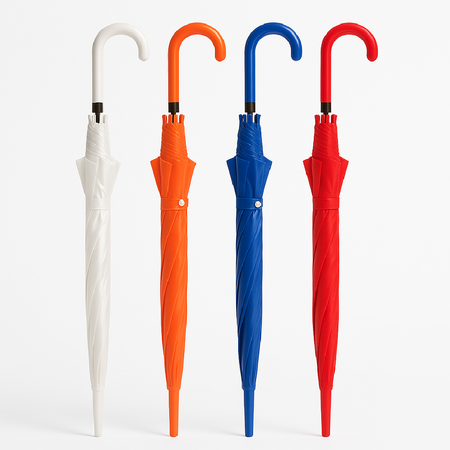 Kit 4 Ombrelli Trasparenti Automatici PVC Antivento Manico Curvo 8 Stecche Fibra di Vetro