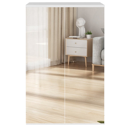 Scarpiera Salvaspazio con 2 Ante a Specchio 6 Ripiani Porta Scarpe 60x32x95cm