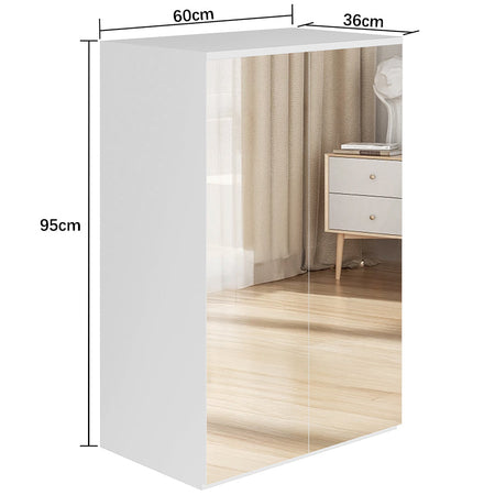 Scarpiera Salvaspazio con 2 Ante a Specchio 6 Ripiani Porta Scarpe 60x32x95cm