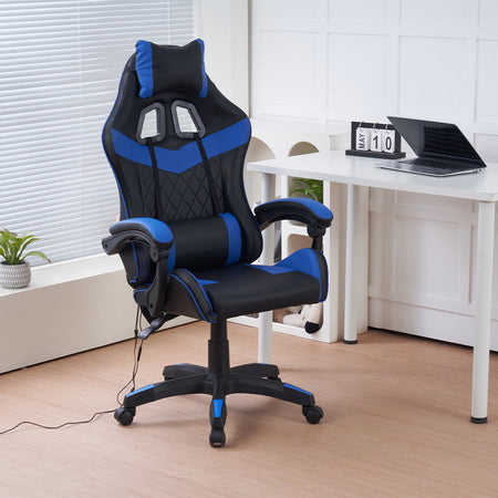 Sedia Gaming da Scrivania Blu e Nera con Led RGB Altezza Regolabile 106-116cm