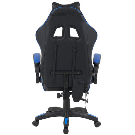 Sedia Gaming da Scrivania Blu e Nera con Led RGB Altezza Regolabile 106-116cm