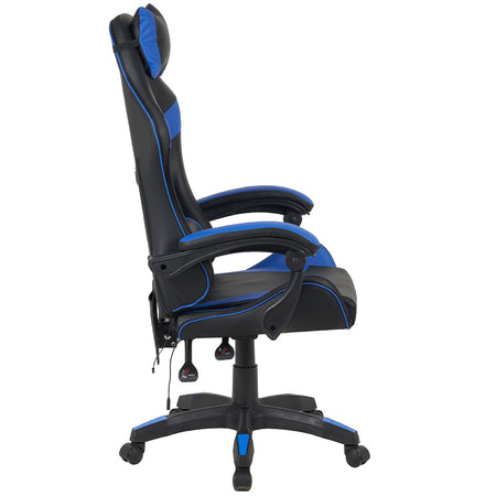 Sedia Gaming da Scrivania Blu e Nera con Led RGB Altezza Regolabile 106-116cm