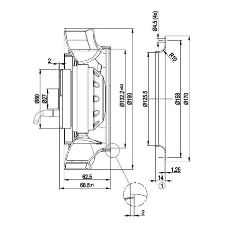 Ventilatore centrifugo EBM R4S190-RA04-11