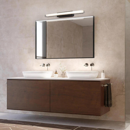 Applique Moderno Nero Lampada Parete Led 9w 4000k Luce Specchio Bagno Vetro Satinato