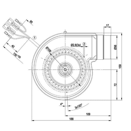 Ventilatore centrifugo EBM G2E097-FL64-55