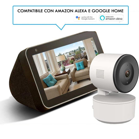 Telecamera Fhd 1080p Wifi Smart Motorizzata 3.6mm Sensore Movimento Alexa Google