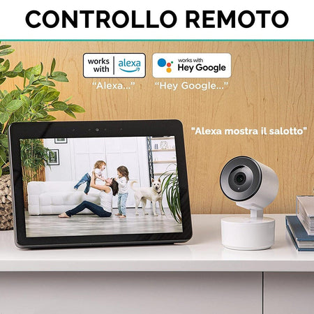 Telecamera Fhd 1080p Wifi Smart Motorizzata 3.6mm Sensore Movimento Alexa Google