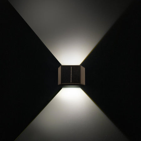 Applique Solare Led 4w Parete Up Down Sensore Crepuscolare Alette Regolabili Luce 4000k