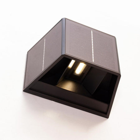 Applique Solare Led 4w Parete Up Down Sensore Crepuscolare Alette Regolabili Luce 4000k