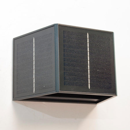 Applique Solare Led 4w Parete Up Down Sensore Crepuscolare Alette Regolabili Luce 4000k