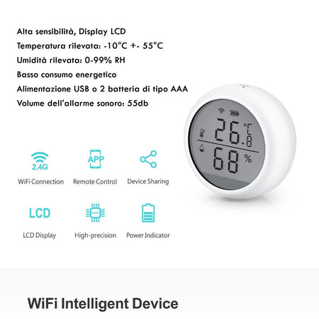Termometro Smart Wifi Sensore Temperatura Umidita App Ifttt Smart Life Alexa Google
