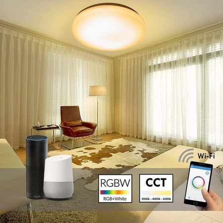 Plafoniera Led Smart 20w Rgb Cct Wifi Intelligente Dimmerabile Smartphone Alexa Google