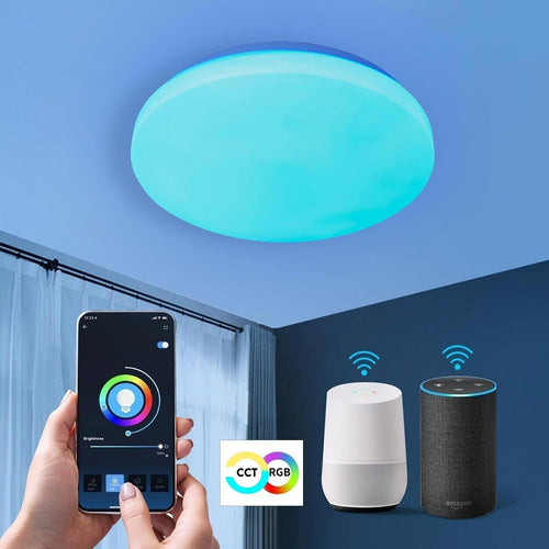 Plafoniera Led Smart 20w Rgb Cct Wifi Intelligente Dimmerabile Smartphone Alexa Google