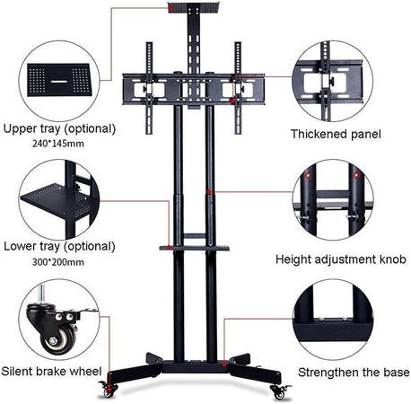 Supporto Tv Da Pavimento Staffa Rotante Carrello Per Televisione Da 32-70 Pollic