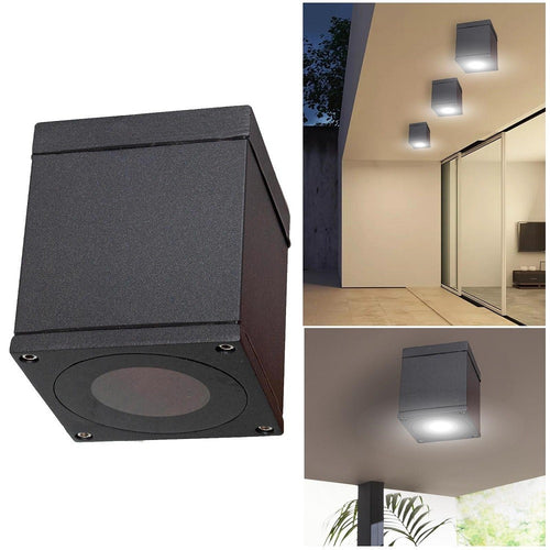 Faretto Plafoniera Soffitto Led Gu10 Lampada Quadrata Esterno Impermeabile Ip65