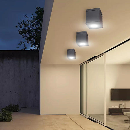 Faretto Plafoniera Soffitto Led Gu10 Lampada Quadrata Esterno Impermeabile Ip65