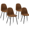 Set 4 Sedie Poltroncine Sala da Pranzo Eco Pelle Marrone Design Moderno Gambe Acciaio Nero