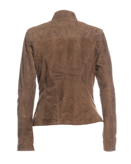Zara - Giacca Donna Marrone in vero Camoscio