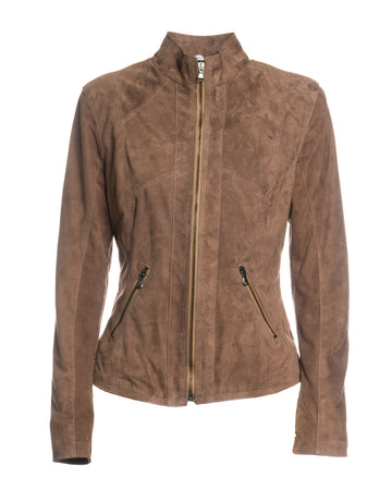 Zara - Giacca Donna Marrone in vero Camoscio