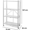 Scaffale 4 Ripiani Richiudibile Salvaspazio in Metallo Scaffalatura Pieghevole
