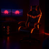 Sedia Gaming Scrivania Led RGB Ergonomica Altezza Eegolabile con 2Cuscini Nero Arancio