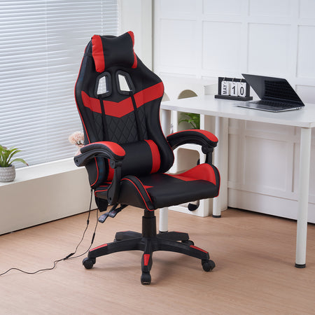 Sedia Gaming Scrivania Led RGB Ergonomica Altezza Eegolabile con 2Cuscini Nero Rosso