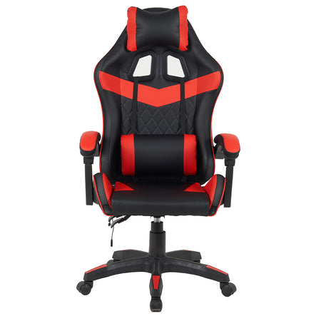 Sedia Gaming Scrivania Led RGB Ergonomica Altezza Eegolabile con 2Cuscini Nero Rosso