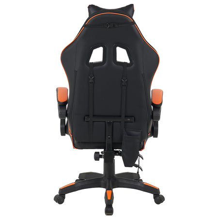 Sedia Gaming Scrivania Led RGB Ergonomica Altezza Eegolabile con 2Cuscini Nero Arancio
