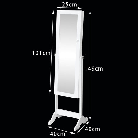 Specchiera Portagioie Armadietto Portagioielli Basculante con Specchio Legno Bianco