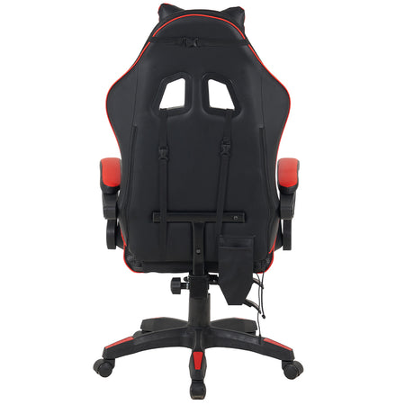 Sedia Gaming Scrivania Led RGB Ergonomica Altezza Eegolabile con 2Cuscini Nero Rosso
