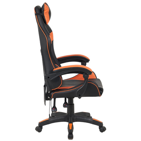 Sedia Gaming Scrivania Led RGB Ergonomica Altezza Eegolabile con 2Cuscini Nero Arancio