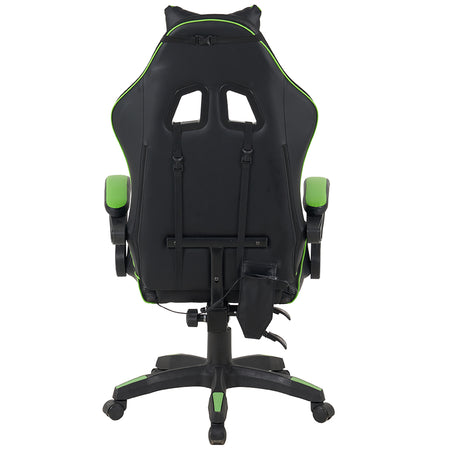 Sedia Gaming Scrivania Led RGB Ergonomica Altezza Eegolabile con 2Cuscini Nero Verde
