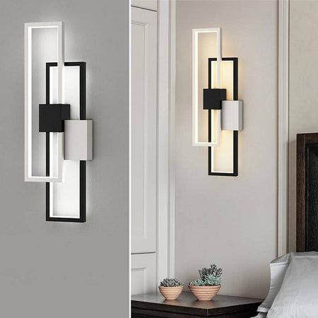 Applique Led Rettangolare 2x23w Cct 3000k A 6500k Parete Dimmerabile Telecomando