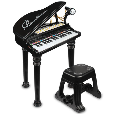 Tastiera Musicale Giocattolo Pianoforte per Bambini Nero 31 Tasti e Microfono