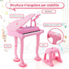 Pianoforte per Bambini con 31 Tasti Sgabello e Microfono Tastiera Musicale Rosa
