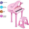 Pianoforte per Bambini con 31 Tasti Sgabello e Microfono Tastiera Musicale Rosa