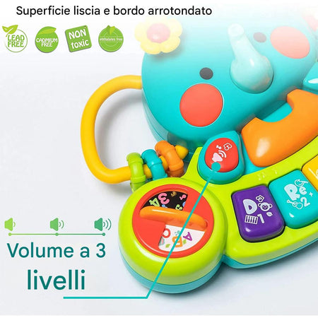 Elefante Musicale per Bambini da 6 Mesi Giocattolo Tastiera con Luci per Neonato
