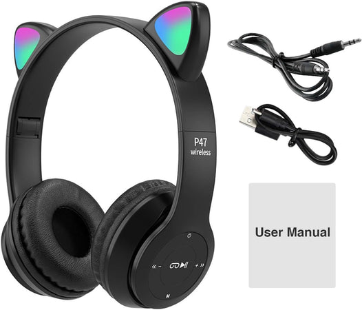 Cuffie Per Bambini Pieghevoli Senza Fili Con Orecchie Di Gatto A Led Bluetooth